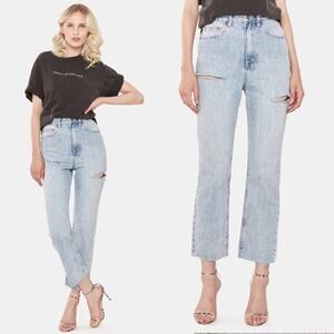 KSUBI NWT Chlo Wasted Slash Tapered Ankle Crop Jean in Faded Wash Size 31